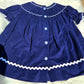 Navy Blue Nativity Corduroy Hand Smocked Bishop Dress Dovie Jane