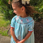 Mint Gingham Santa Hand Smocked Bishop Dress Dovie Jane
