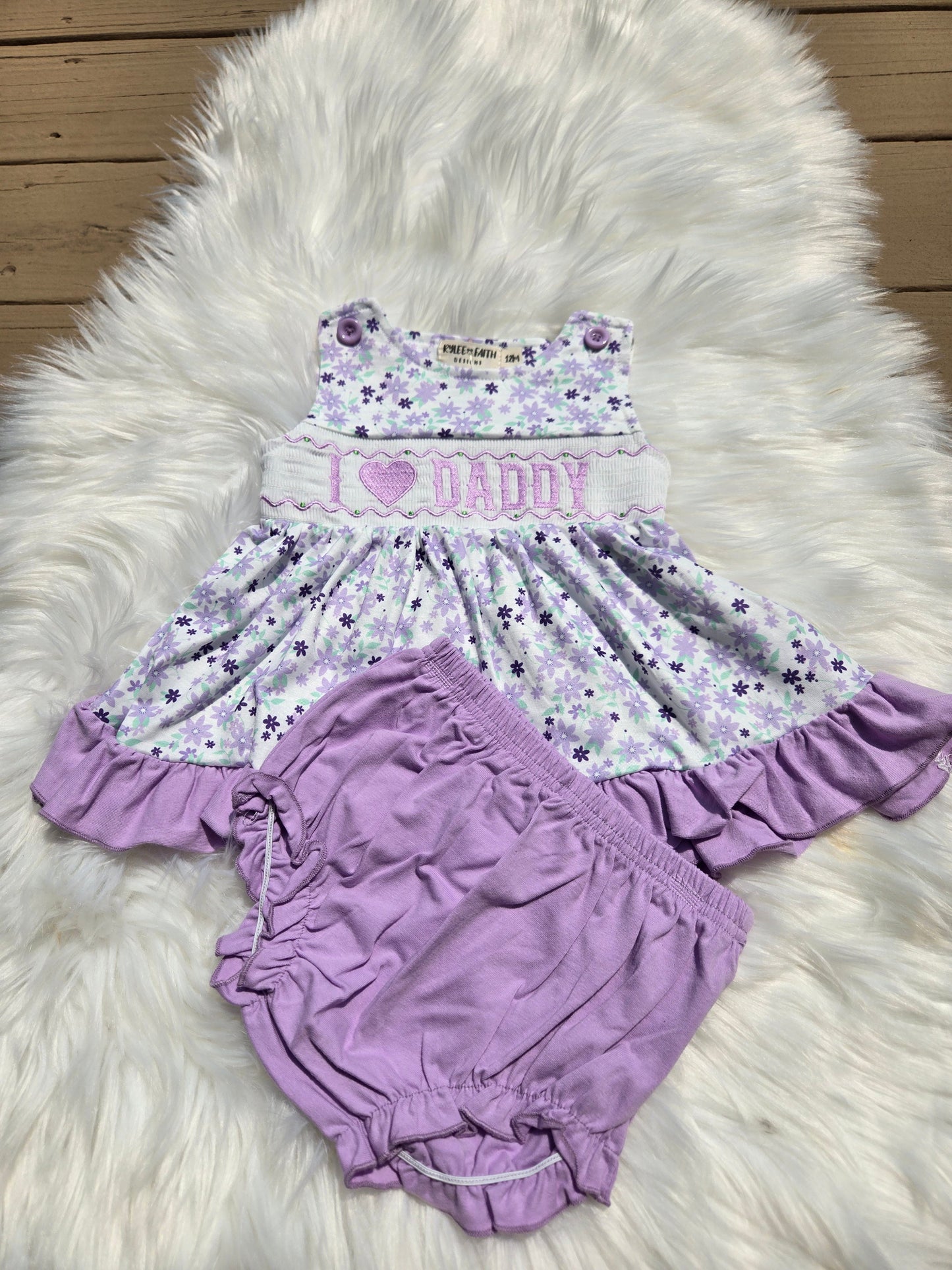 I Love Daddy Purple Floral Bloomer Set Rylee Faith