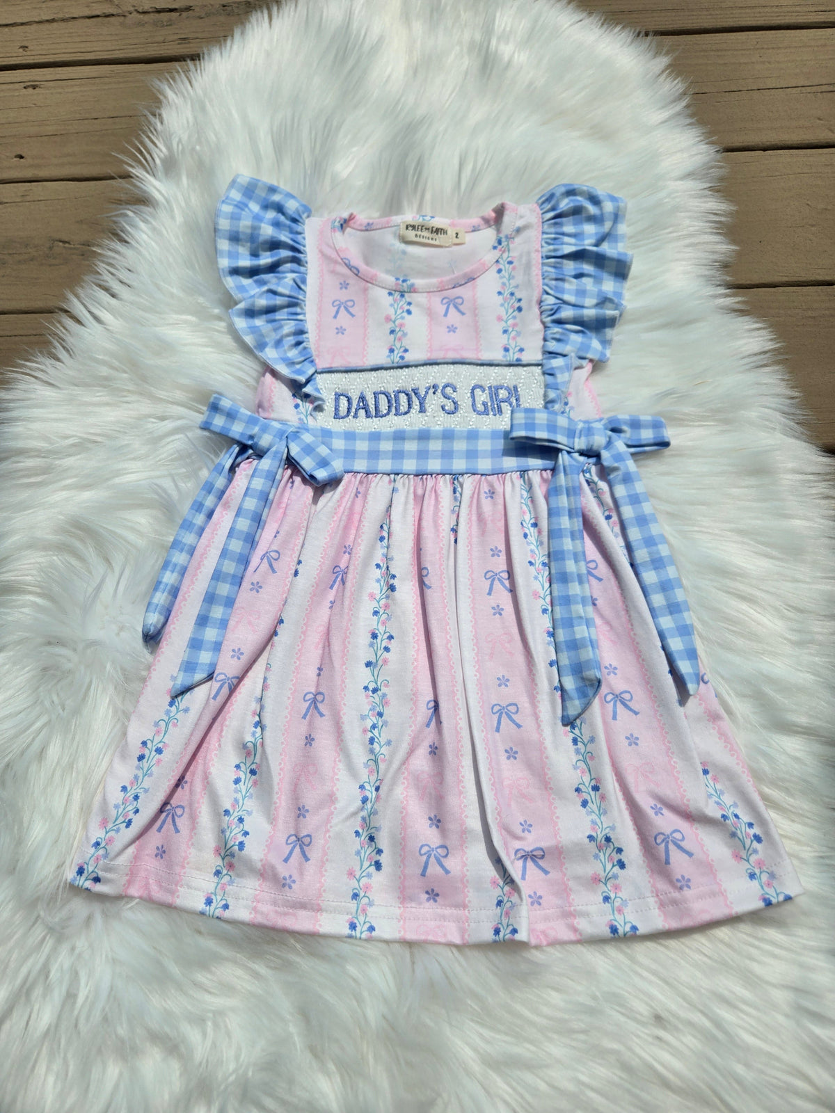Daddy's Girl Pink Striped Flower Dress Rylee Faith