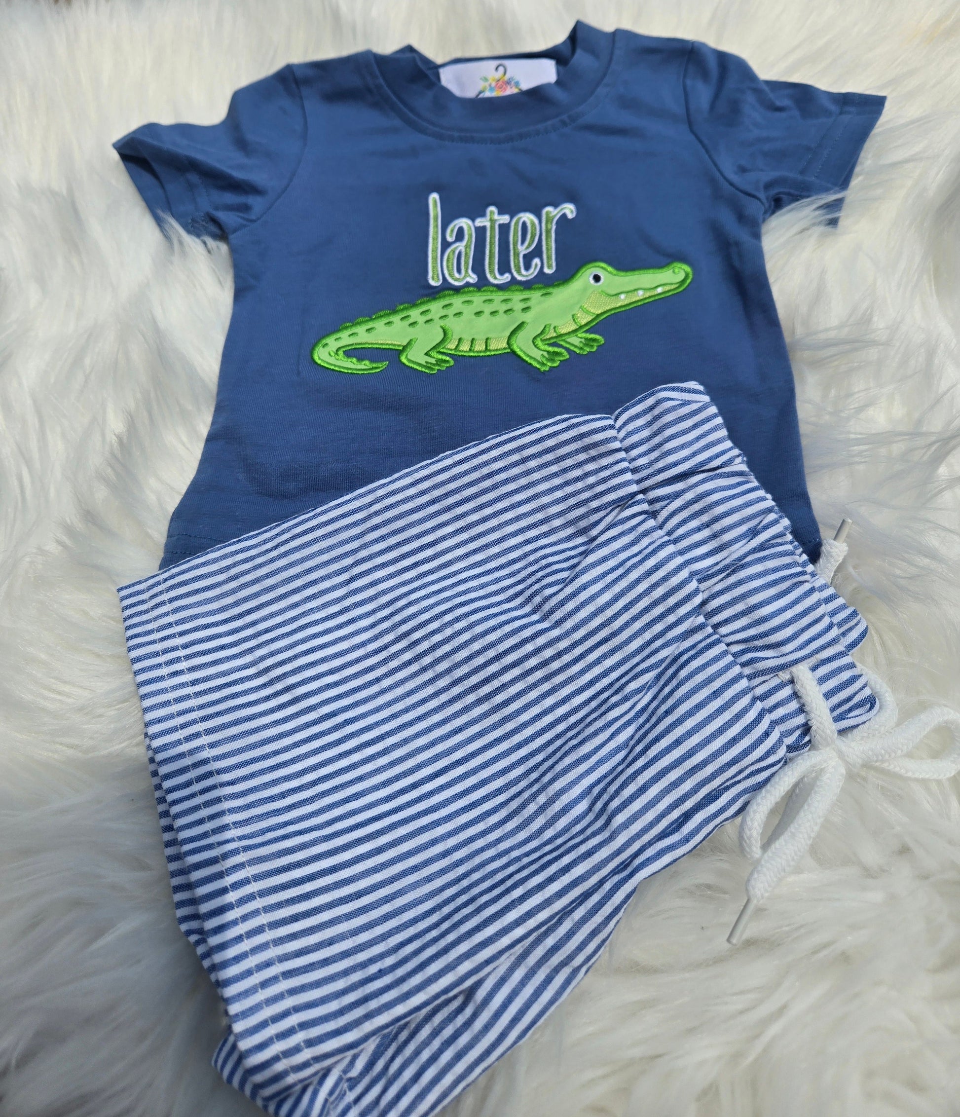 Later Gator Blue Boy Shorts Set Casually Kate