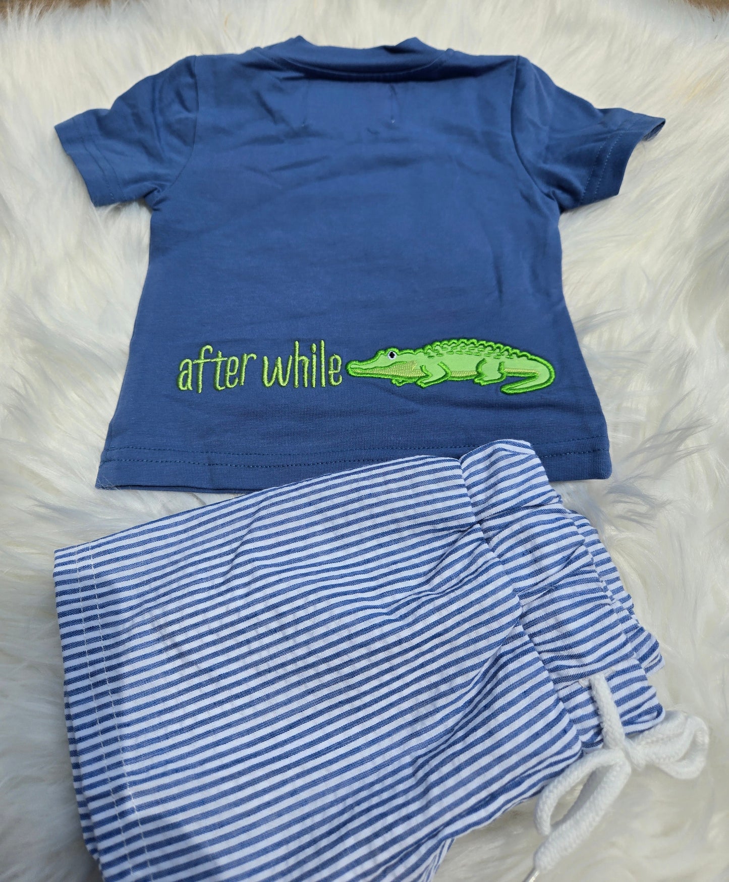 Later Gator Blue Boy Shorts Set Casually Kate