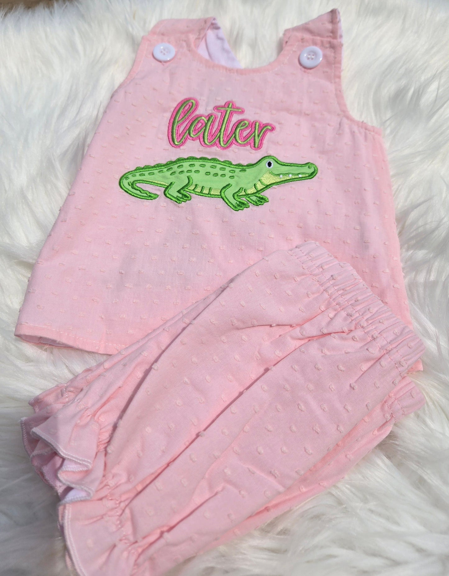 Later Gator Swiss Dot Girl Swingback Bloomer Set Casually Kate