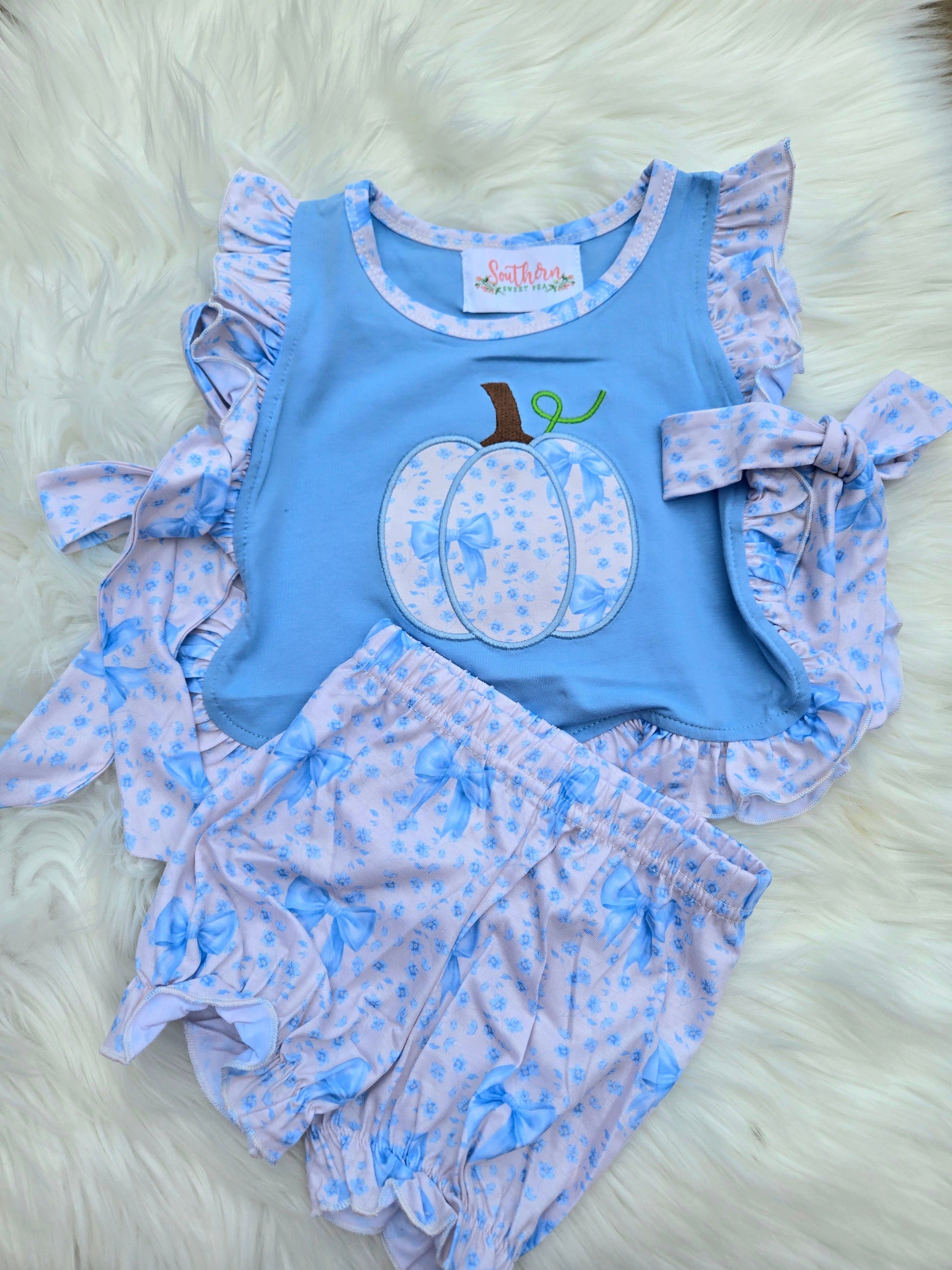 Blue Pumpkin Applique Coquette Collection Girls Bloomer Set Boyis