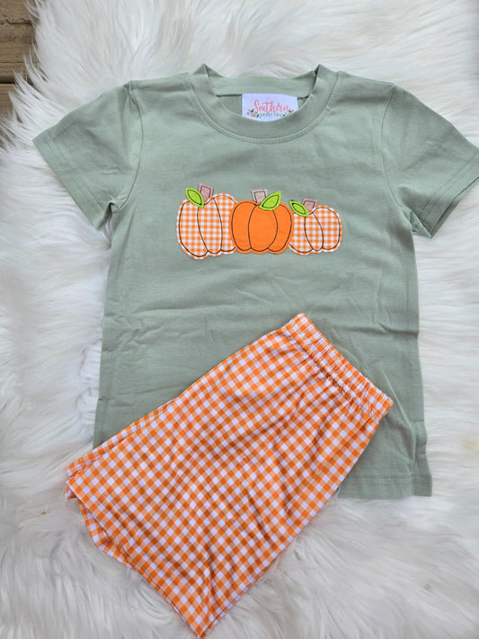 Green Pumpkin Applique Collection Girl Bubble Boyis