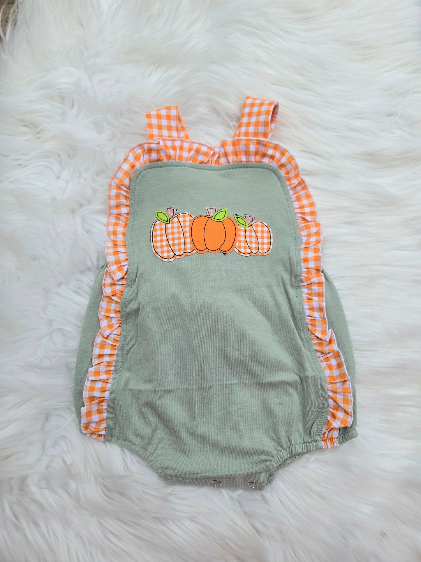 Green Pumpkin Applique Collection Girl Bubble Boyis