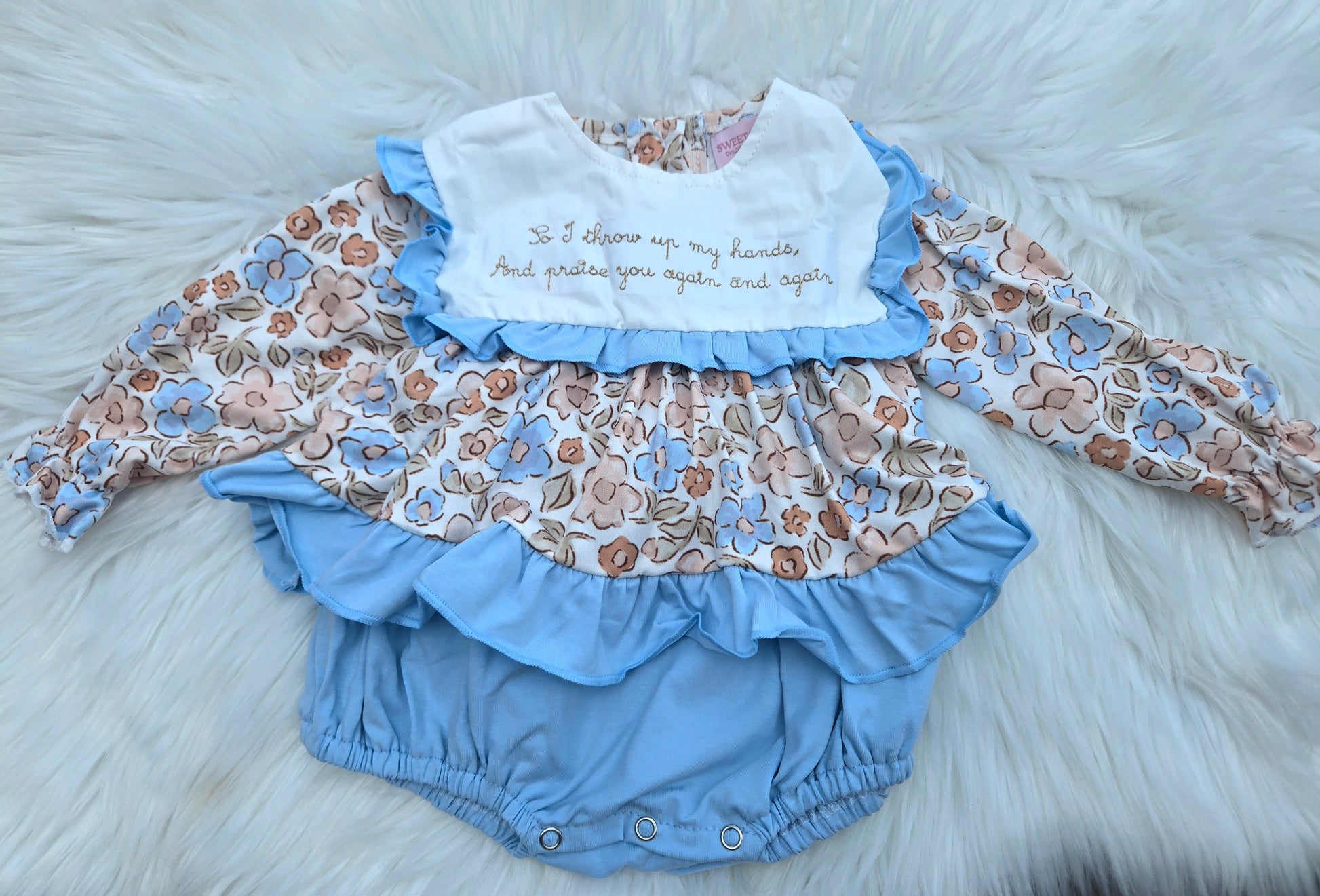 I Throw My Hands Up Hallelujah Embroidery Collection - Girl Skirted Bubble Sweet Haven Boutique