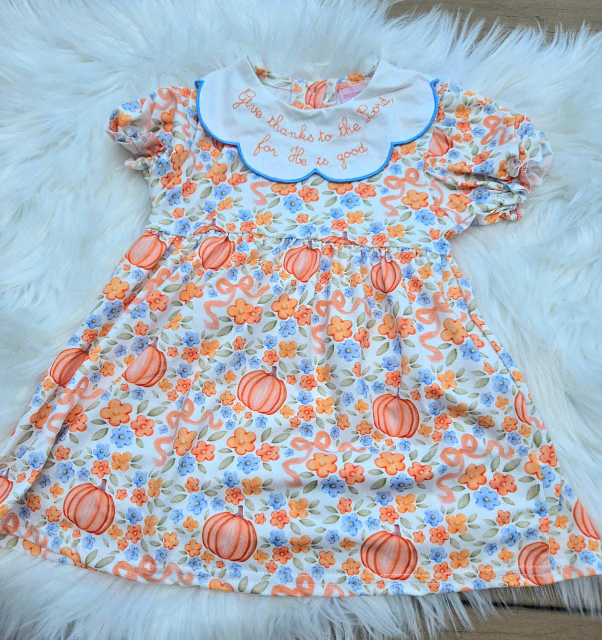 Give Thanks To the Lord for He is Good Embroidery Collection - Girl Dress Sweet Haven Boutique