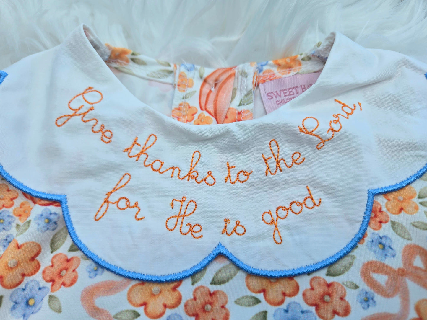 Give Thanks To the Lord for He is Good Embroidery Collection - Girl Dress Sweet Haven Boutique