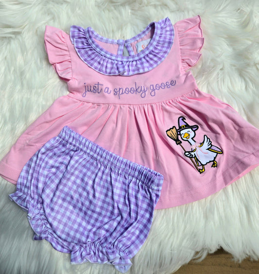 Purple Witch Silly Goose Collection - Girl Bloomer Set Boyis