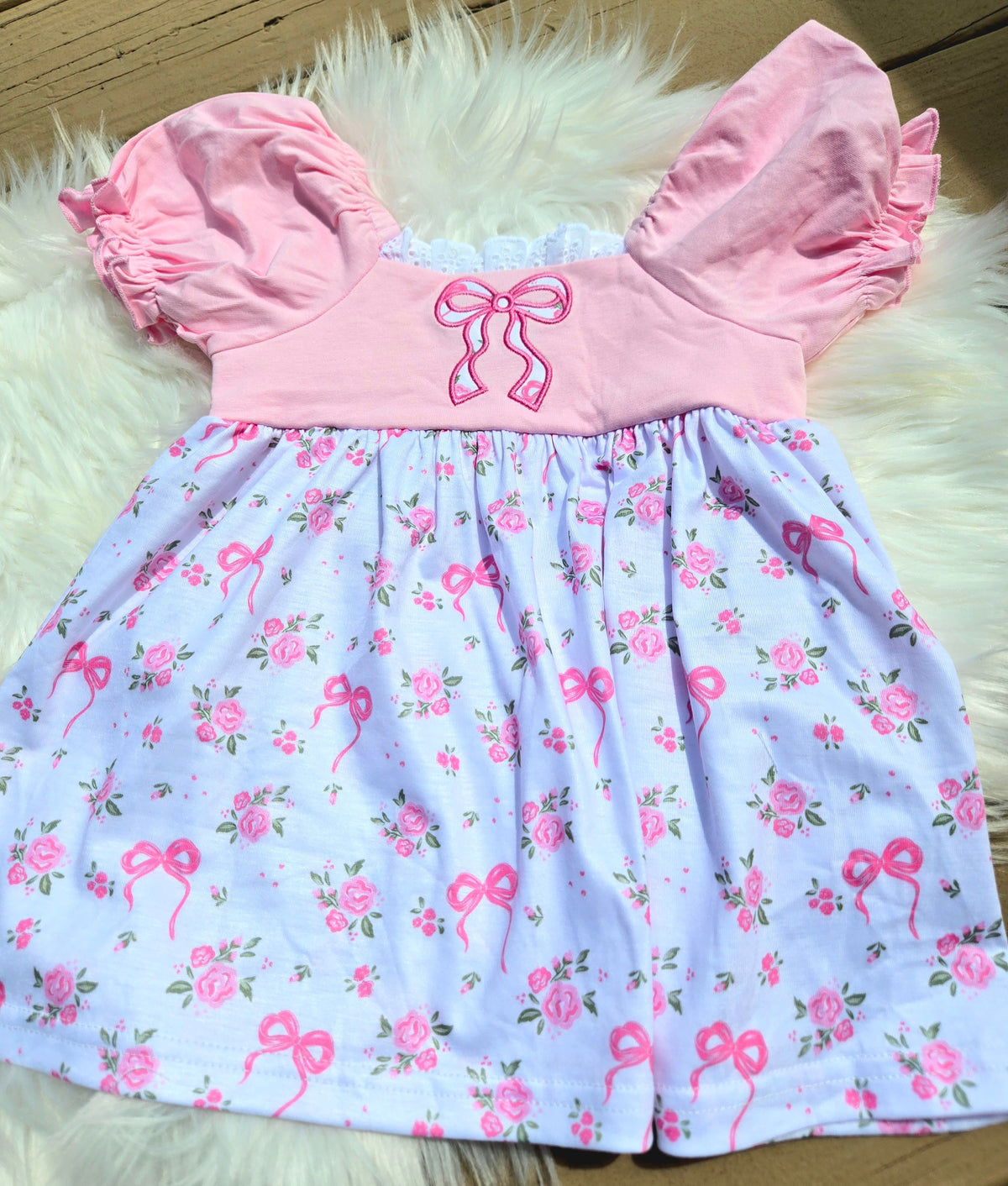 Pink Bow Floral Cottage Collection Dress Boyis