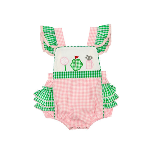 Hazel Blue Pink and Green Gingham Golf Bubble Posh Petites