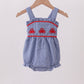 Blue Crab Embroidery Gingham Ruffle Bubble southernsweetpea