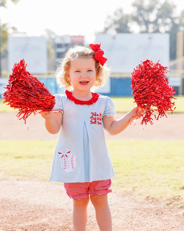 Take Me Out To The Ball Game Pleat Bloomer Set Smock Candy