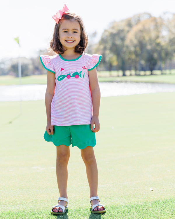 Gone Golfing Scallop Short Set Smock Candy