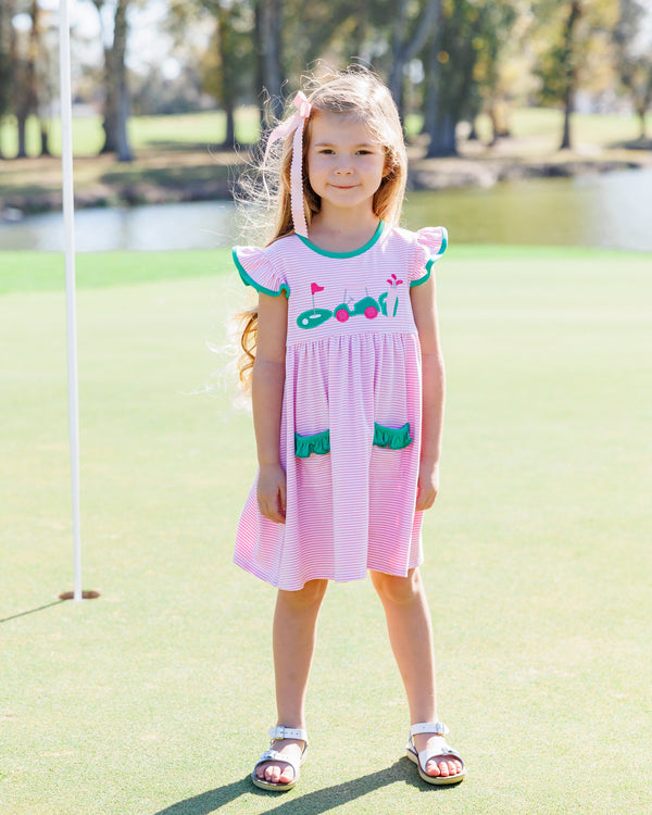 Gone Golfing Ruffle Pocket Dress Smock Candy