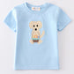 Premium Blue Dog Easter Applique Boy Top