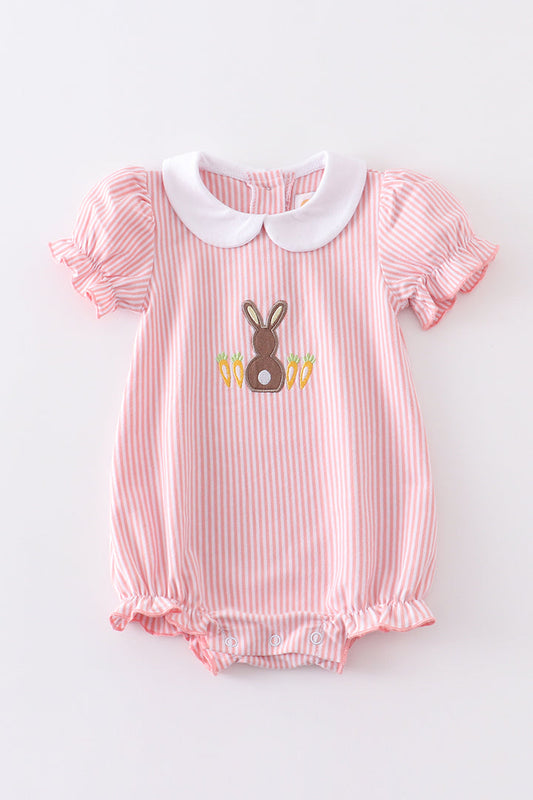 Pink Easter Bunny Embroidery Girl Bubble Honeydew