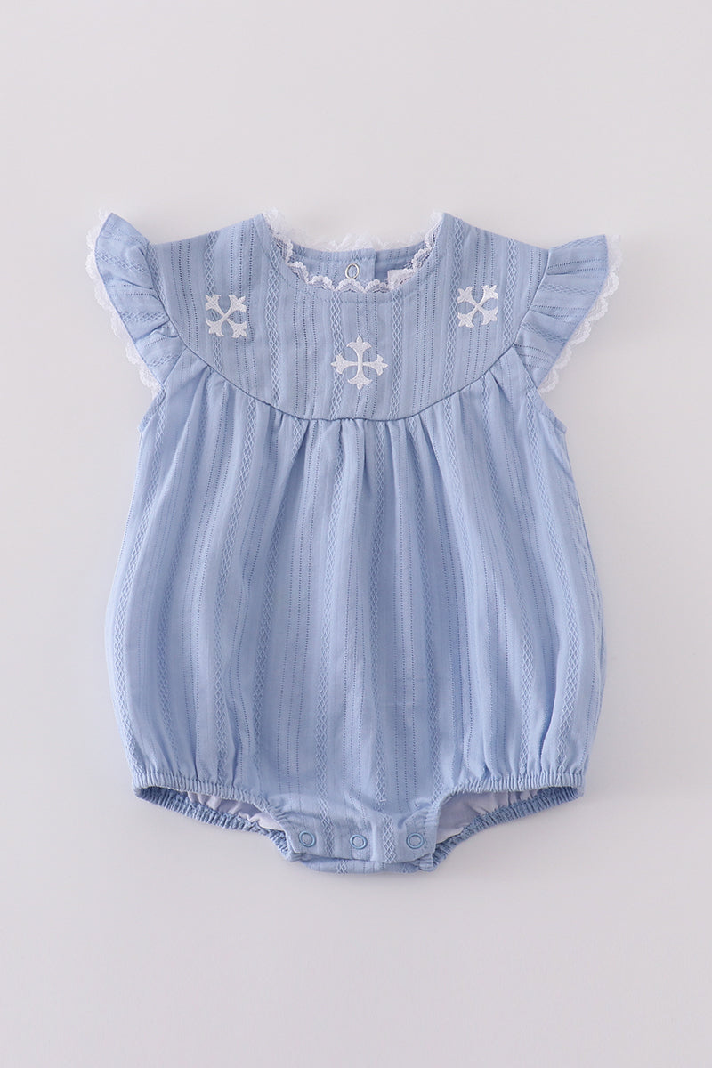 Premium Blue Cross Flutter Sleeve Bubble Honeydew