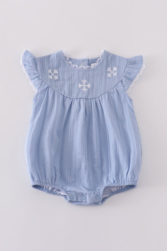 Premium Blue Cross Flutter Sleeve Bubble Honeydew