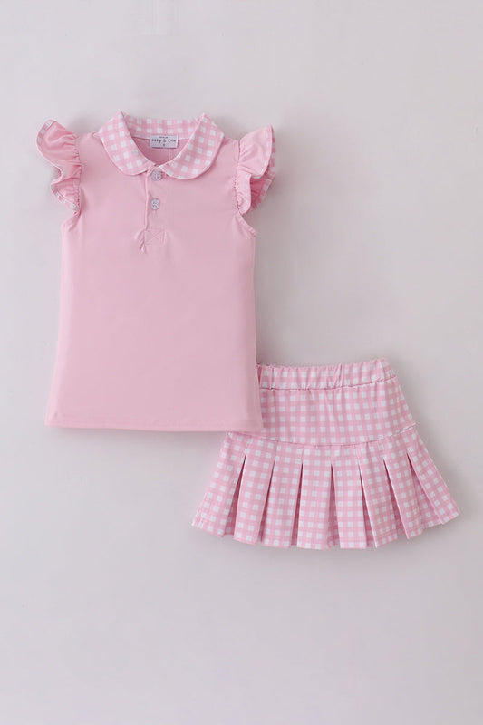 Pink Active Ruffle Skort Set Honeydew