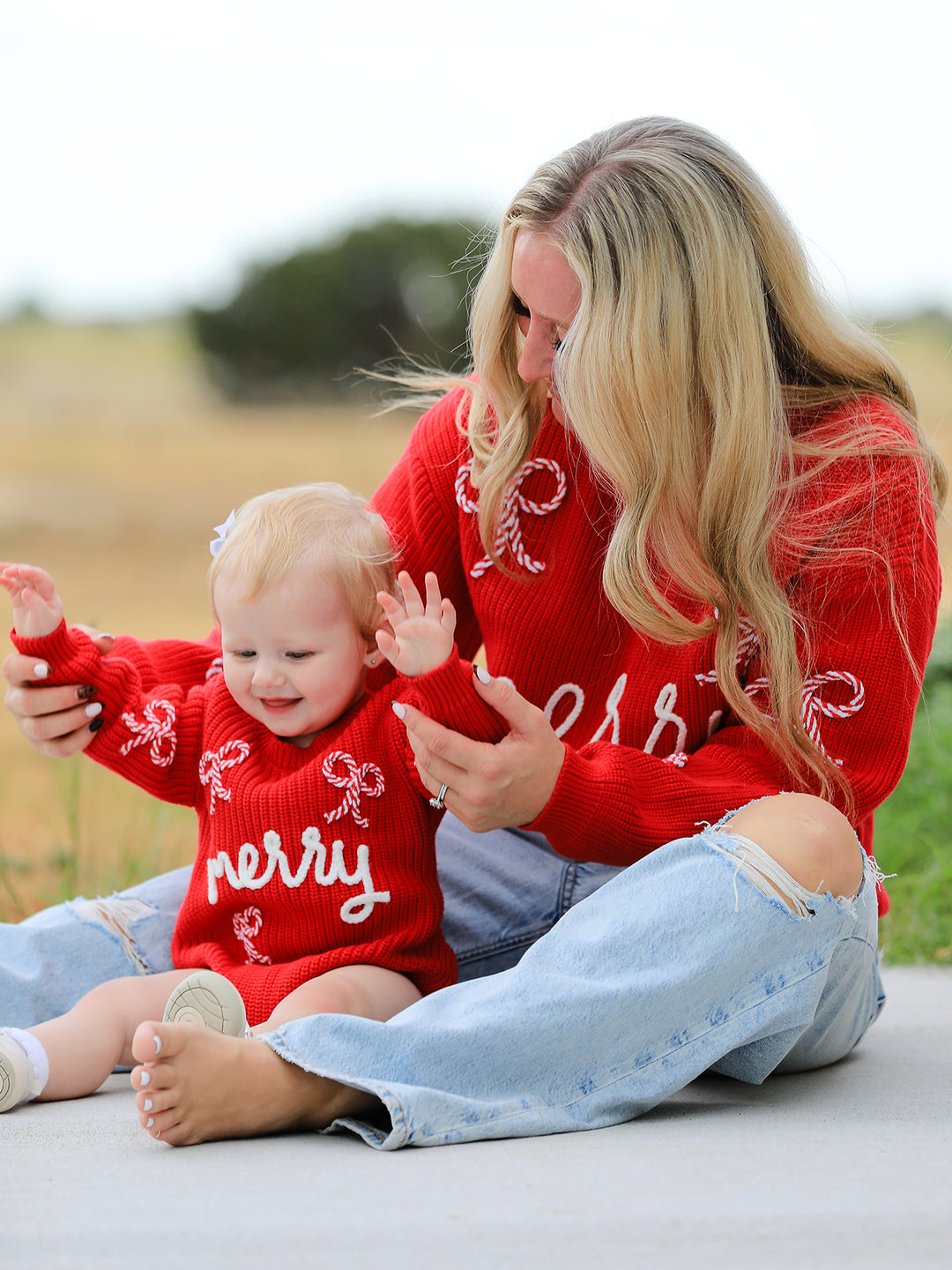 Christmas Candy Cane Merry Knit Baby Romper Rylee Faith