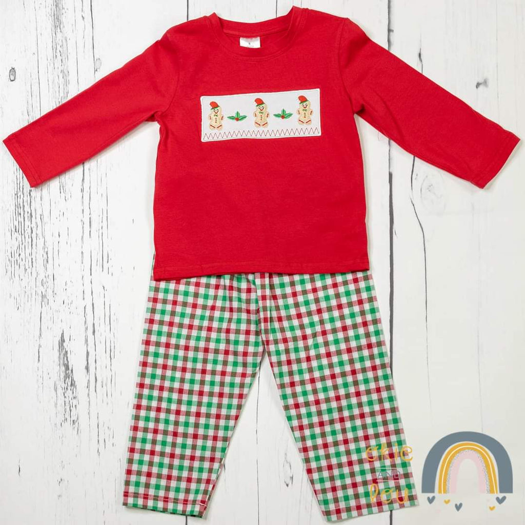 Holiday Gingham 2 Pc Boy Set Okie and Lou