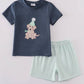 Navy Puppy Birthday Applique Boy Short Set Honeydew