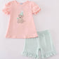 Pink Puppy Birthday Applique Girl Short Set Honeydew