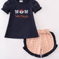 Navy Auburn War Eagle Embroidery Short Set Honeydew