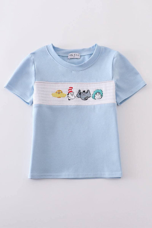 Blue Dr S Embroidery Smocked Boy Shirt Honeydew