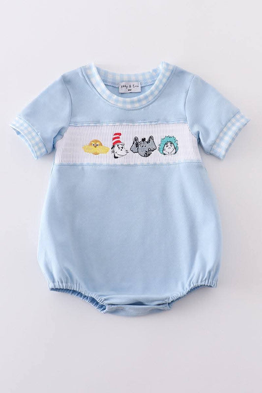 Blue Dr S Embroidery Smocked Boy Bubble Honeydew