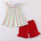 Stripes Dr S Embroidery Smocked 2 Pc Short Set Honeydew