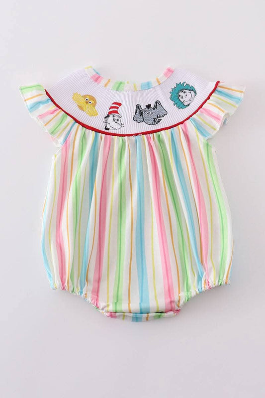 Stripes Dr S Embroidery Smocked Girl Bubble Honeydew