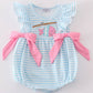 Blue Stripe Go Fishing Applique Girl Bubble Honeydew