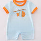 Blue Stripe Go Fishing Applique Boy Bubble Honeydew