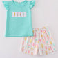 Mint Ice Cream Embroidery Girl 2 Pc Girl Set Honeydew