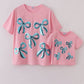 Bow Sequin Mom Shirt Honeydew
