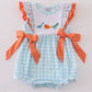Blue Dinosaur Embroidery Gingham Girl Bubble Honeydew