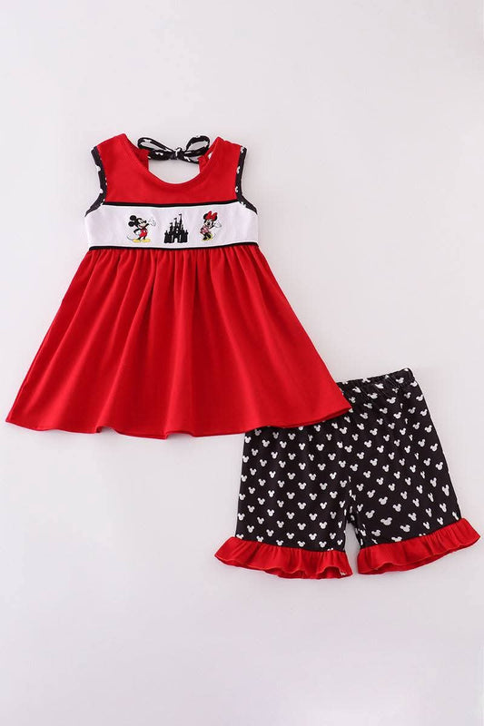 Mouse red Embroidery Girl Set Honeydew