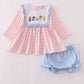 Pink Princess Castle Embroidery Bloomer Set Honeydew