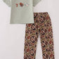 Green Camoflauge Hunting Embroidery Pants Set Honeydew
