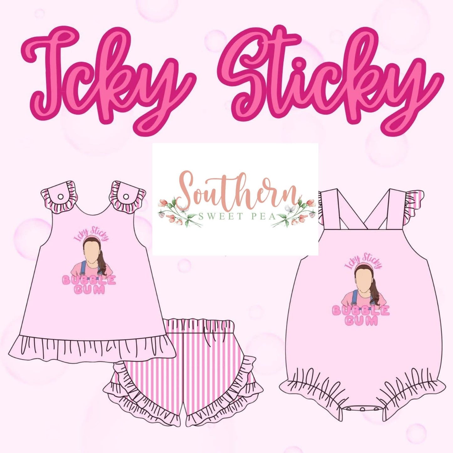Icky Sticky Bubblegum Girl Set Three Sisters and a Kid