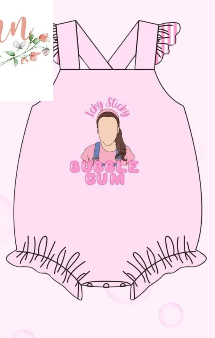 Icky Sticky Bubblegum Romper Three Sisters and a Kid