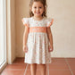 Coral Floral Mama's Girl Hand Smocked Girls Dress - Premium Collection Ambabie