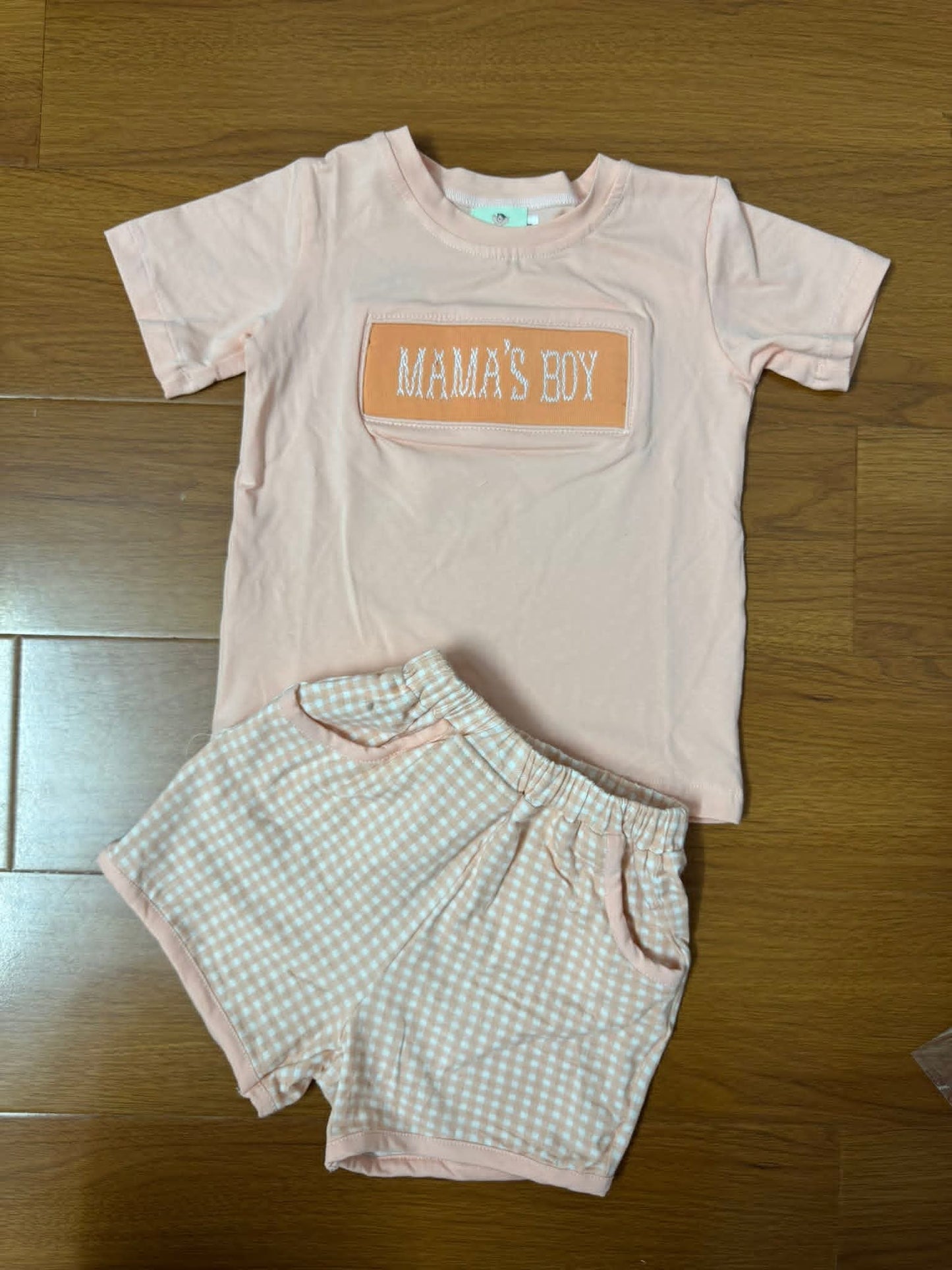 Coral Floral Mama's Boy Hand Smocked Boy Short Set - Premium Collection Ambabie