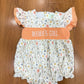 Coral Floral Mama's Girl Hand Smocked Girls Bubble - Premium Collection Ambabie