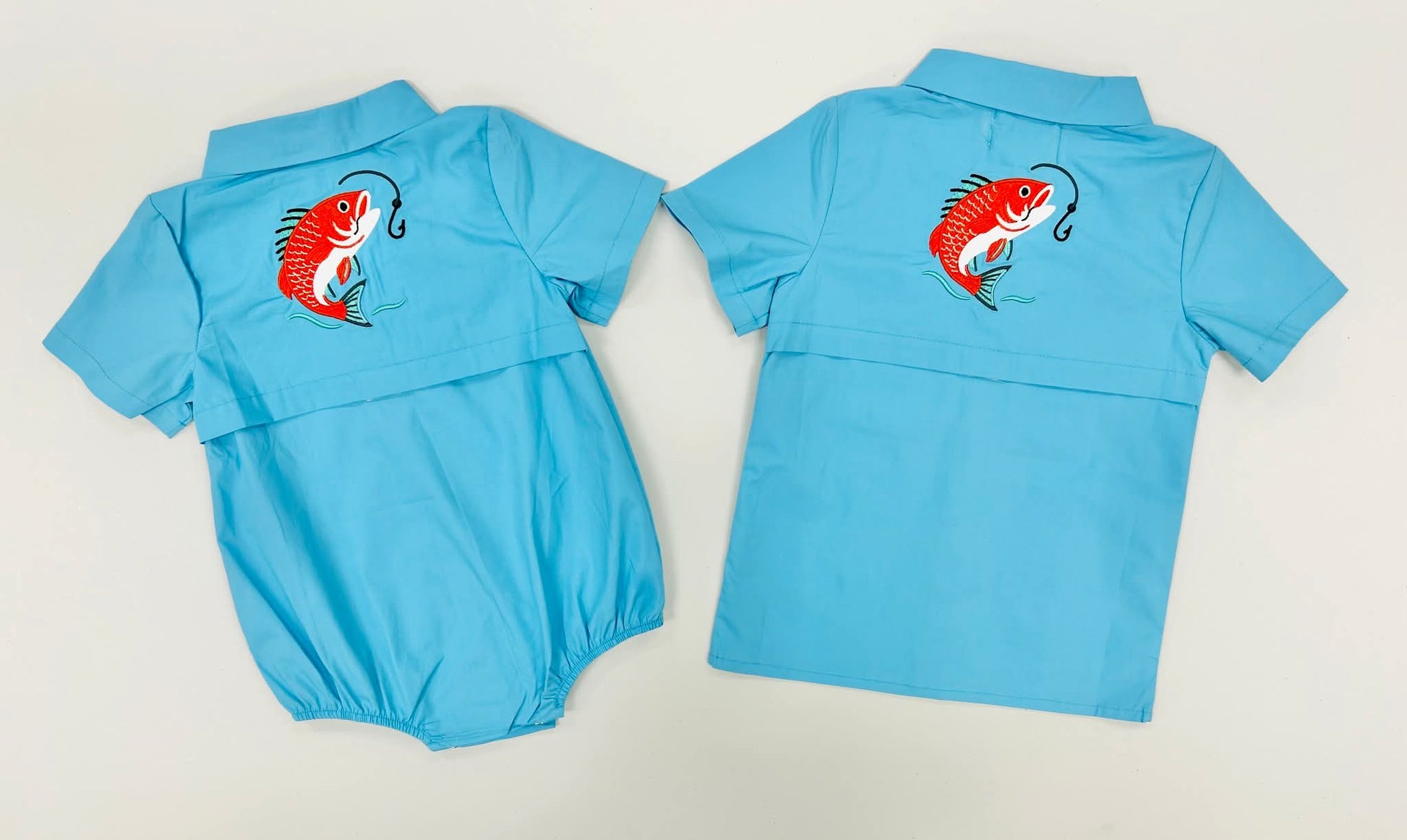Hazel Blue Red Fish Fishing Bubble Posh Petites