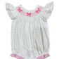 White and Pink Bow Hand Smocked Ruffle Bubble Ambabie