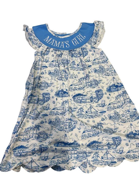 Mama's Girl Blue Toille Dress Honeydew